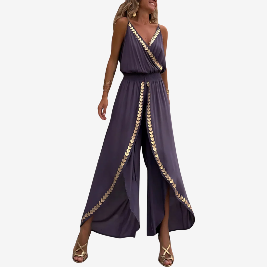 Amelia | Mono Maxi Fluido con Detalles Dorados