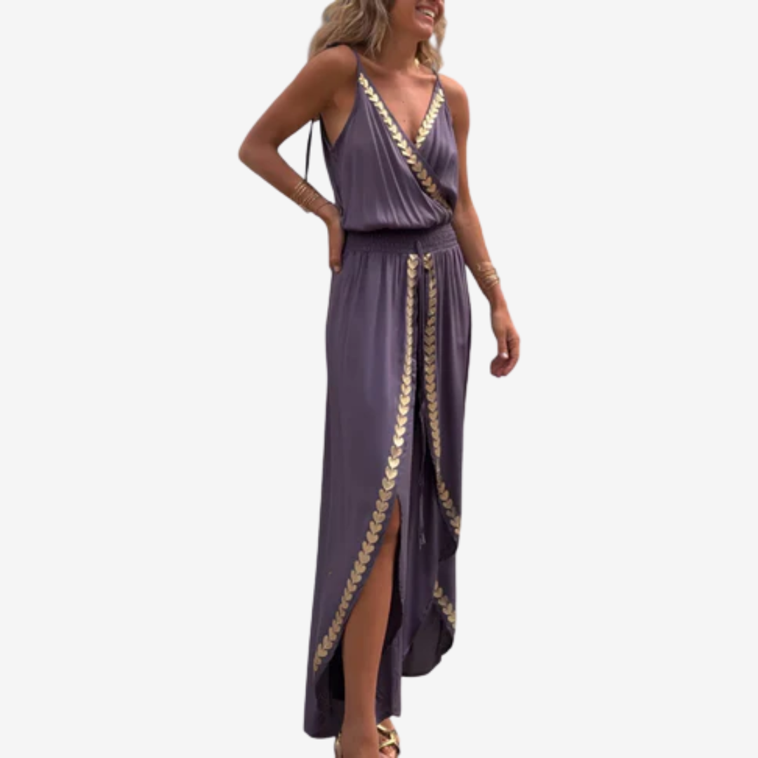 Amelia | Mono Maxi Fluido con Detalles Dorados