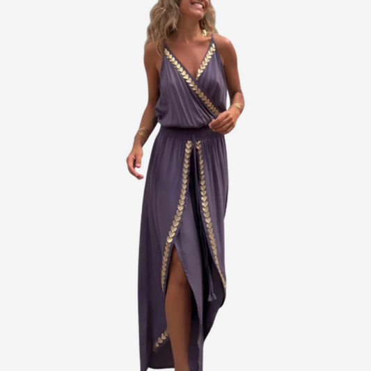 Amelia | Mono Maxi Fluido con Detalles Dorados