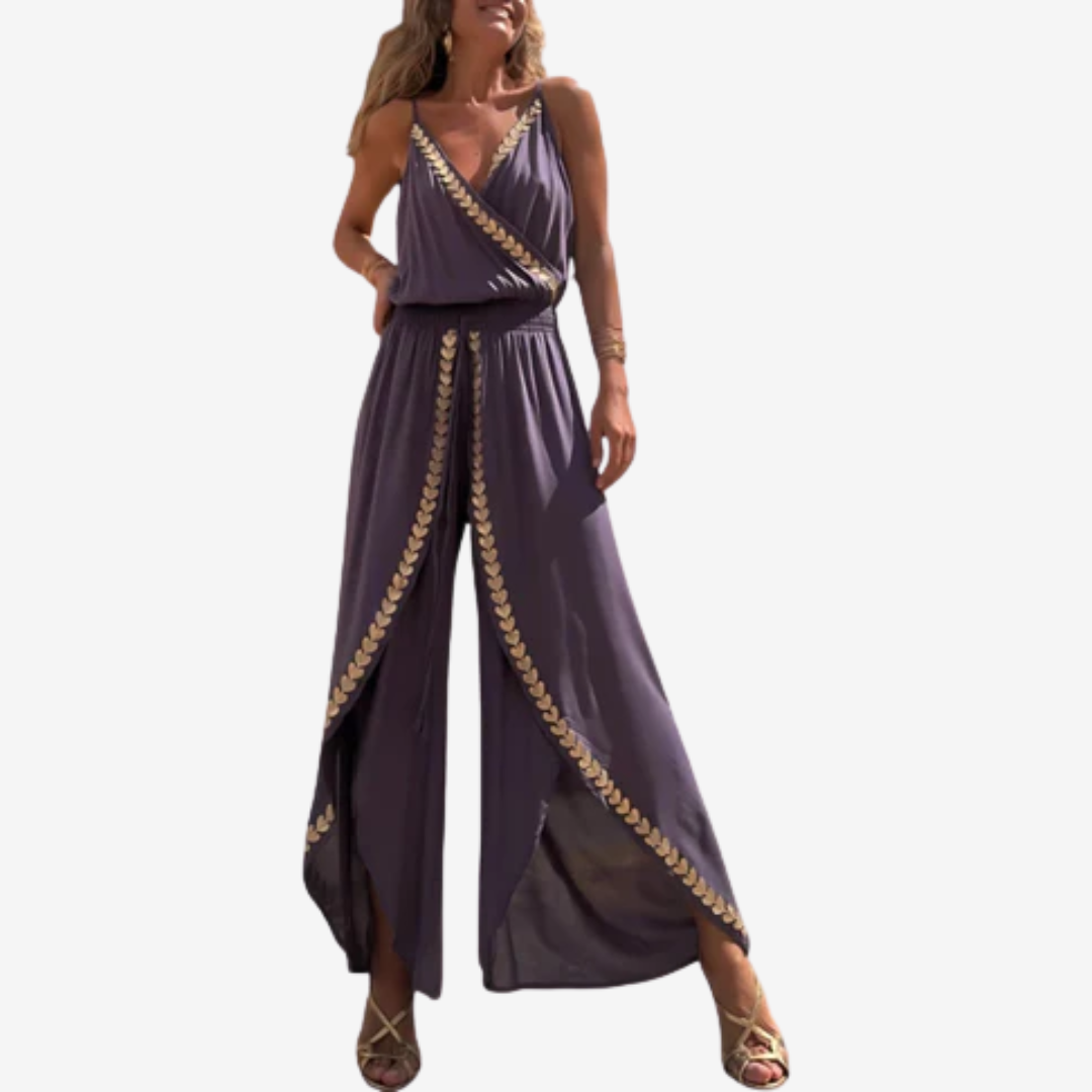 Amelia | Mono Maxi Fluido con Detalles Dorados
