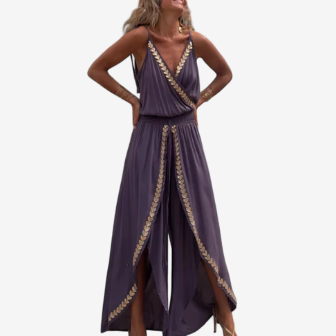 Amelia | Mono Maxi Fluido con Detalles Dorados