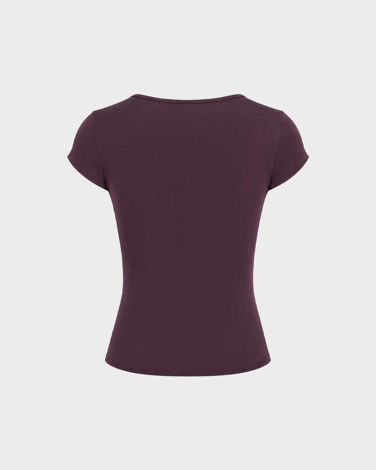 Camiseta morada de encaje con cuello en V